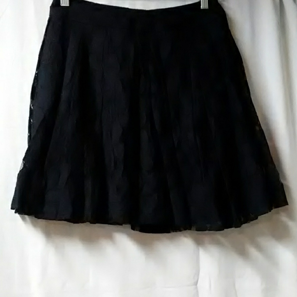 Black lace mini skirt